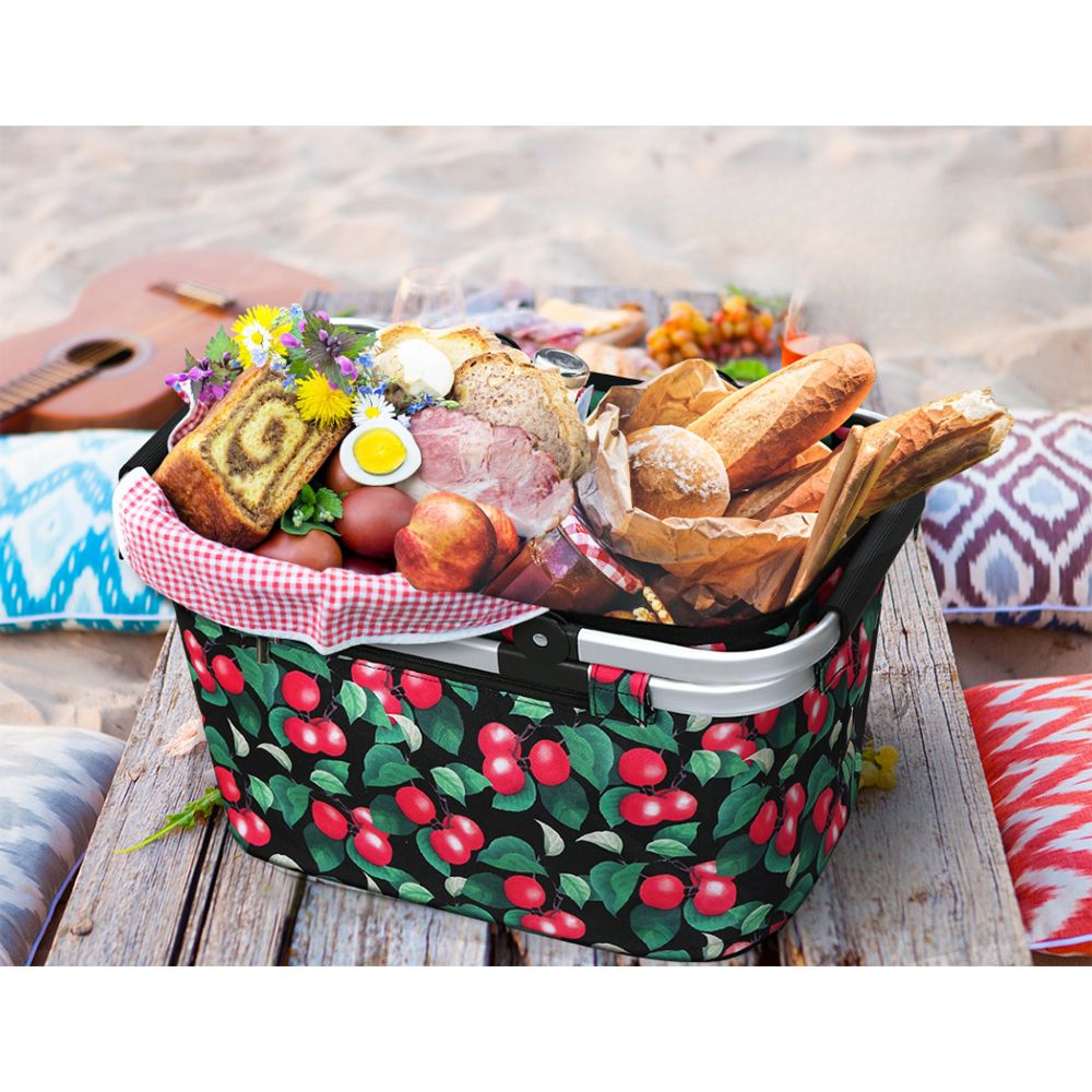 Picnic Bag Basket Folding Large Hamper Camping Hiking Insulated