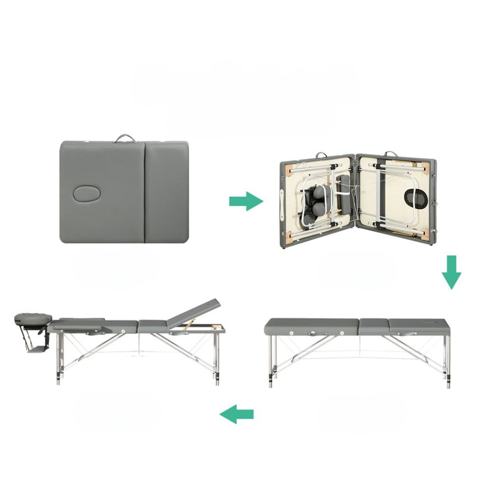 Massage Table Portable 3 Fold Aluminium Therapy Beauty Bed Waxing 75CM