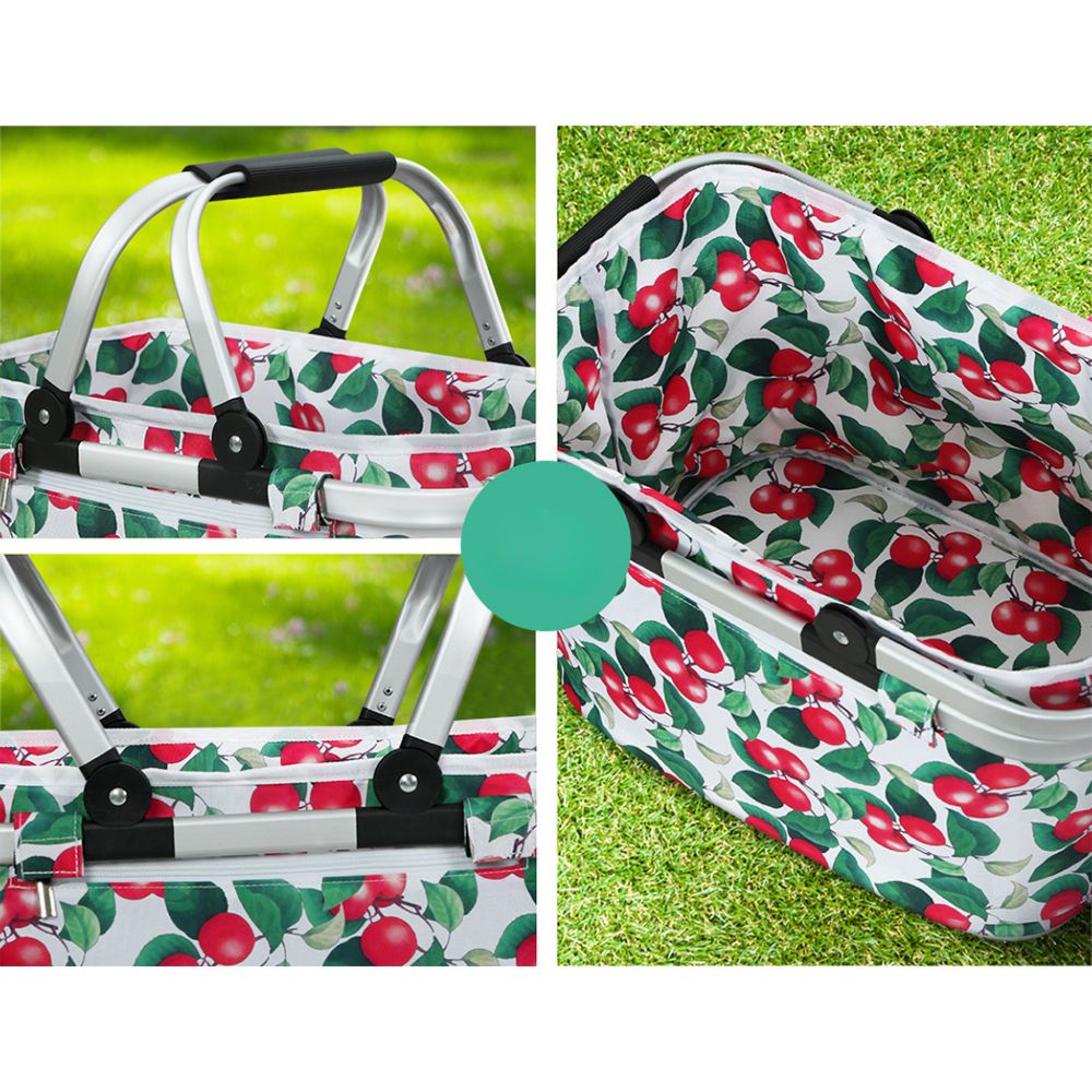 Picnic Bag Basket Folding Hamper Camping Hiking Insulated Outdoor