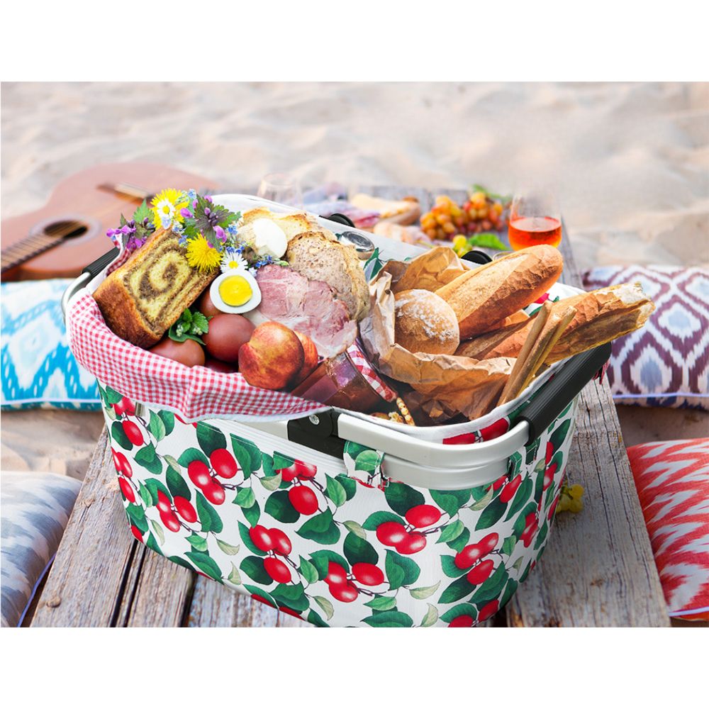 Picnic Bag Basket Folding Hamper Camping Hiking Insulated Outdoor