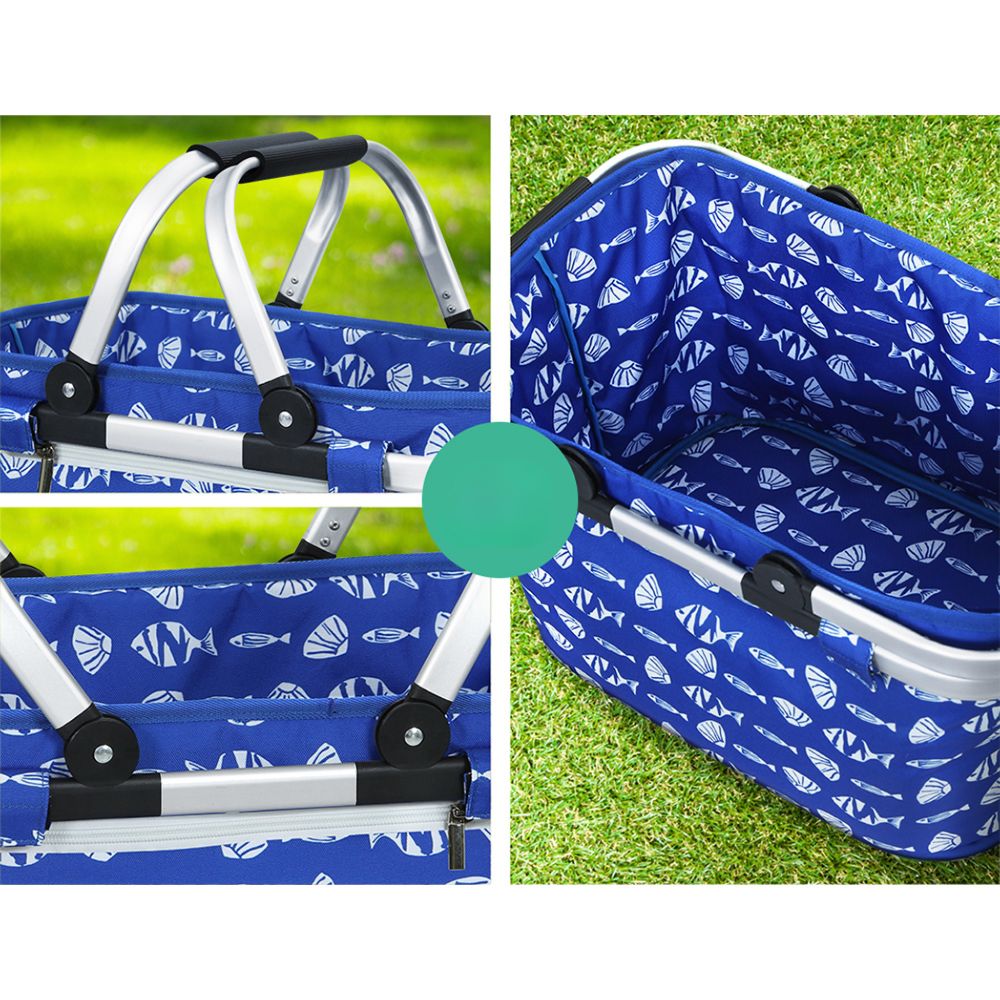Picnic Bag Basket FoldingHamper Camping Hiking Insulated