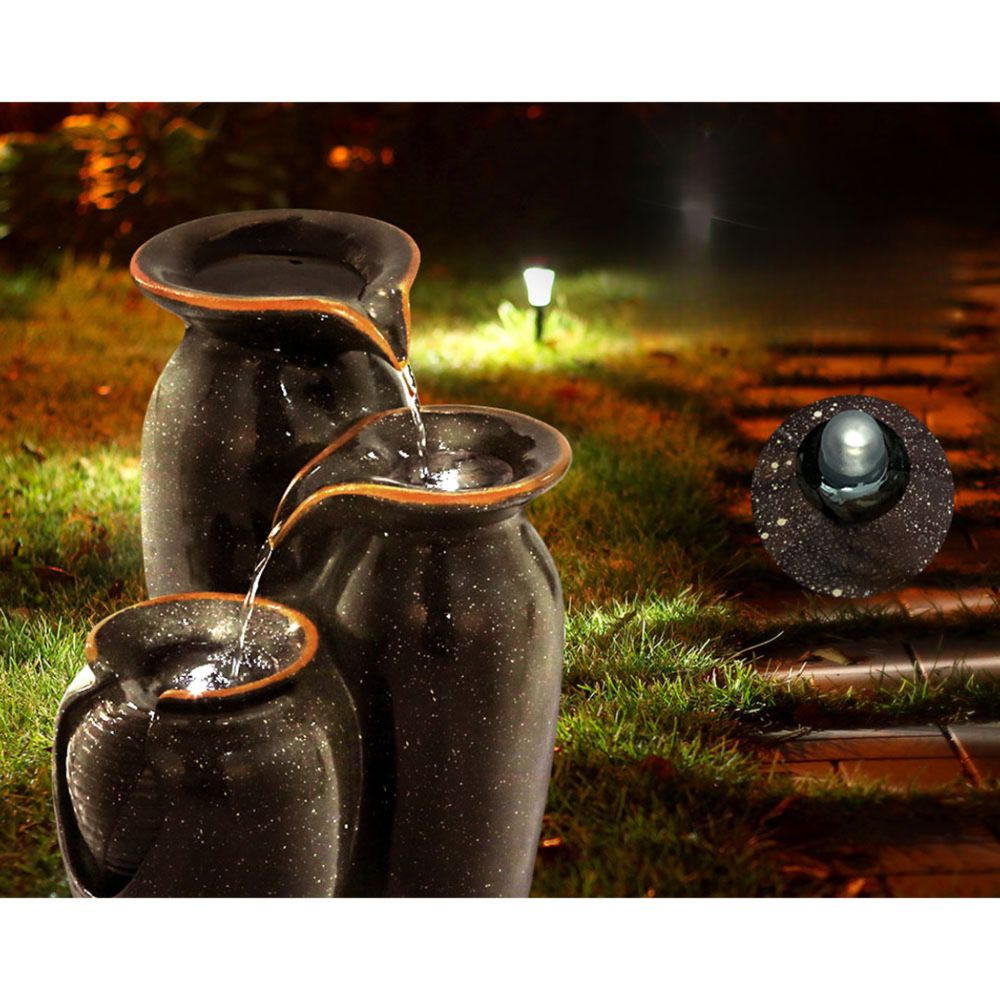 Water Fountain Features Solar with LED Lights Outdoor Cascading - 3V