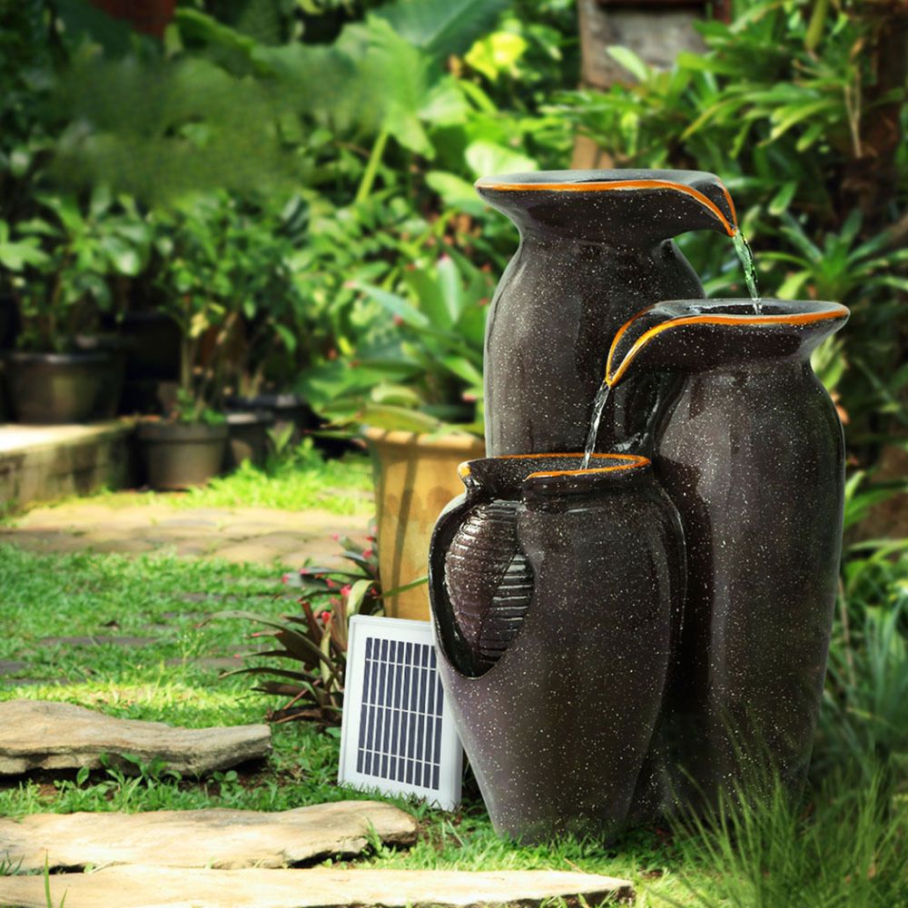 Water Fountain Features Solar with LED Lights Outdoor Cascading - 3V