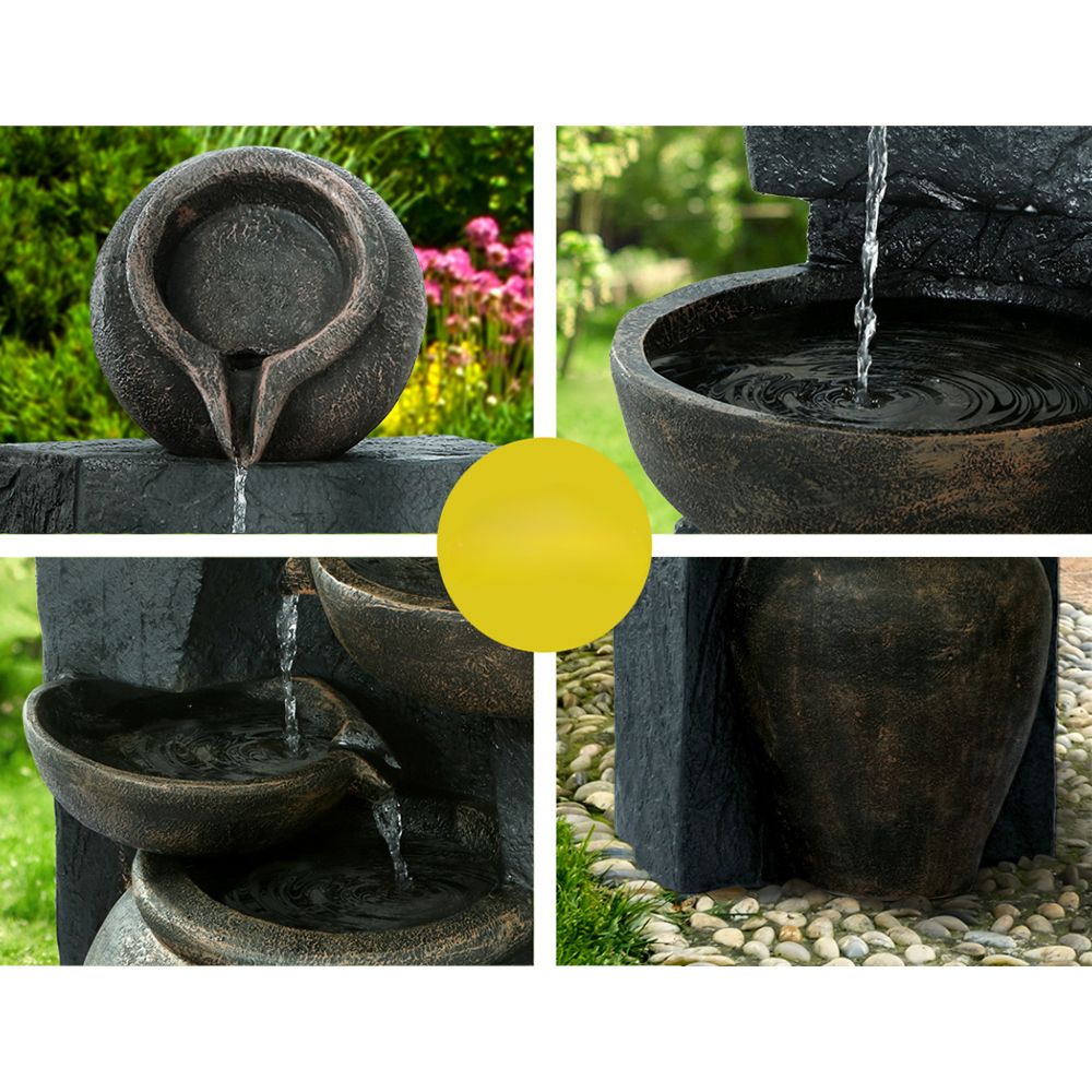 Solar Water Fountain Features Outdoor Cascading Bird Bath - 5 Tiers