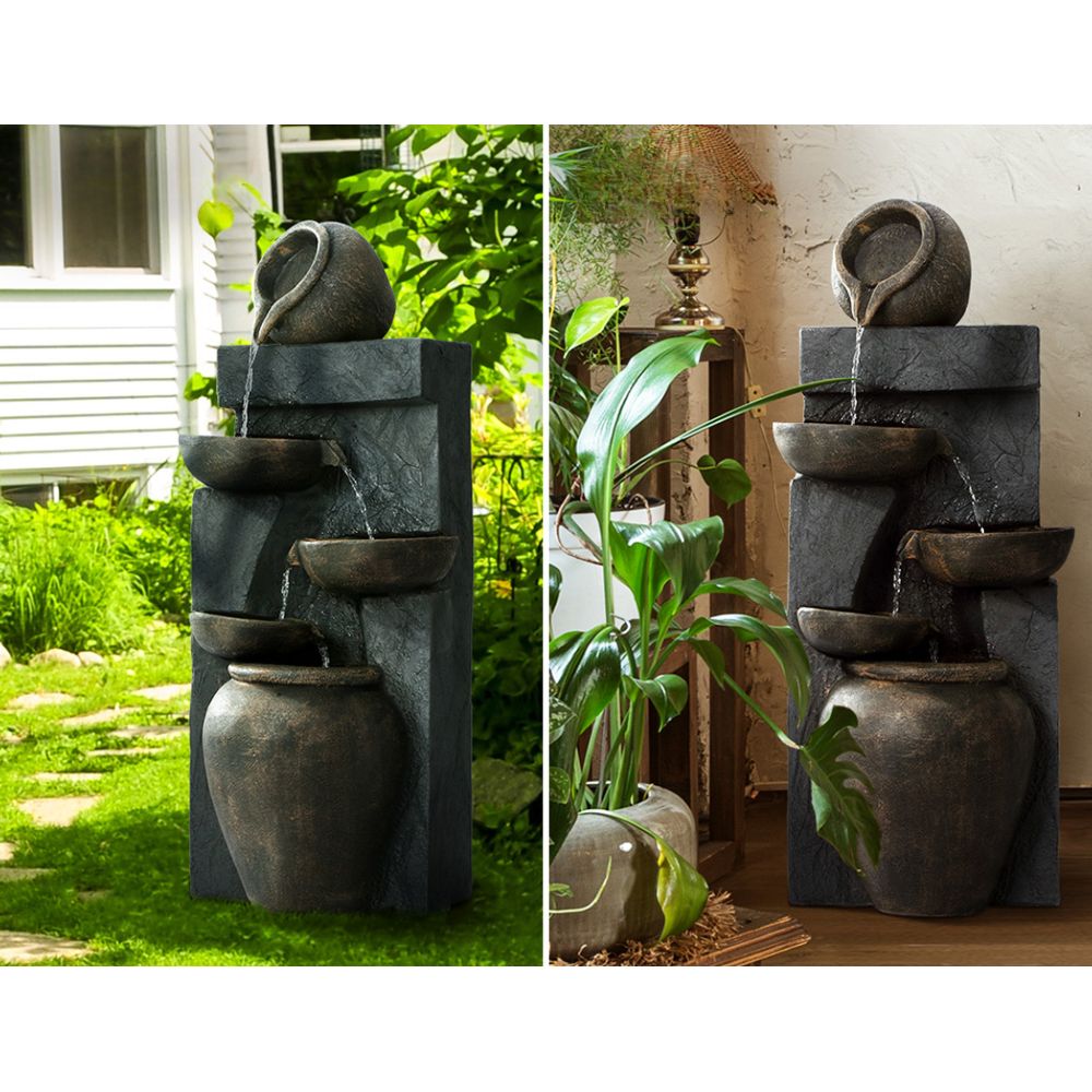 Solar Water Fountain Features Outdoor Cascading Bird Bath - 5 Tiers