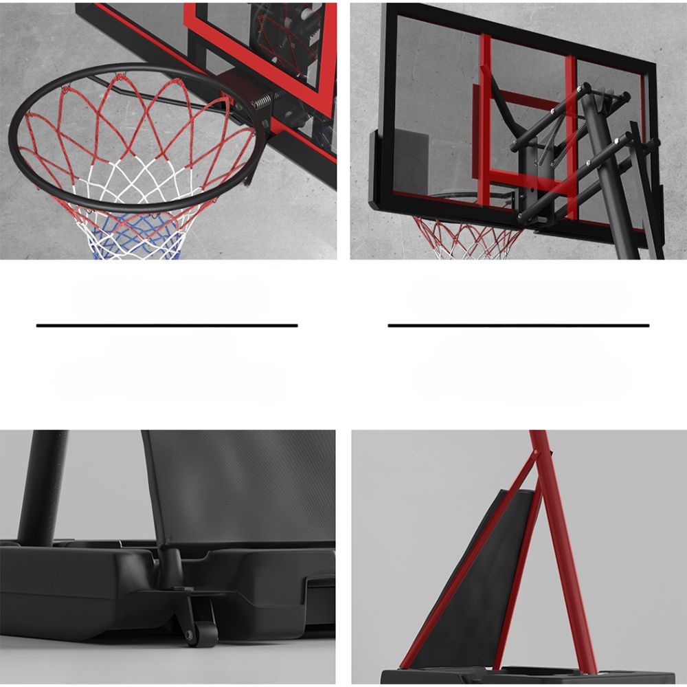 Portable Basketball Hoop Stand System Height Adjustable Net Ring - Red