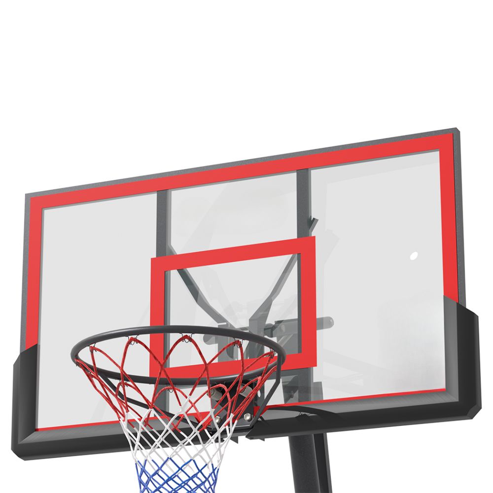 Portable Basketball Hoop Stand System Height Adjustable Net Ring - Red