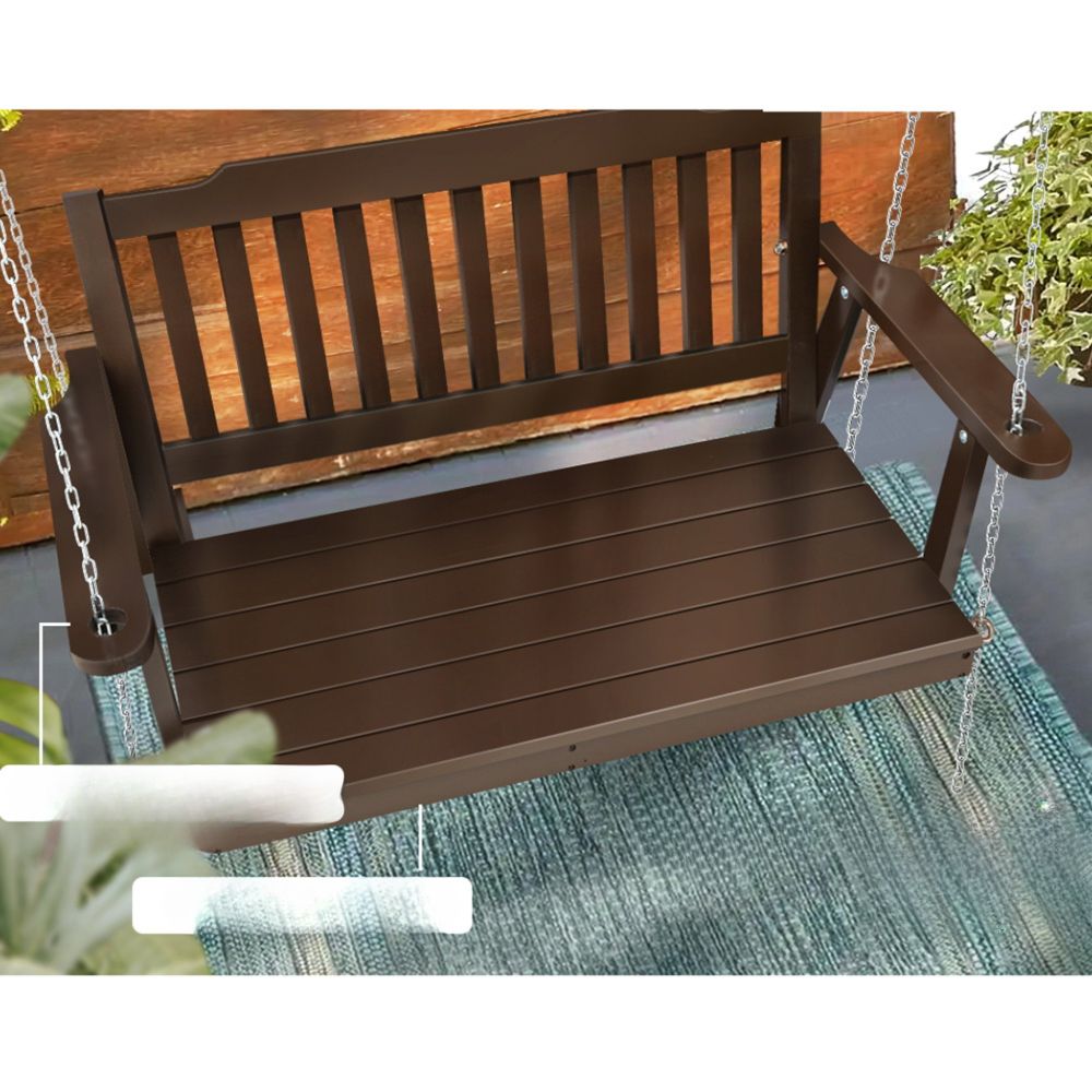 Wooden Garden Porch Swing Bench Outdoor Furniture - Brown