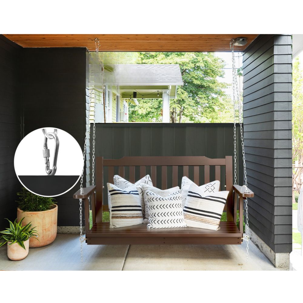 Wooden Garden Porch Swing Bench Outdoor Furniture - Brown