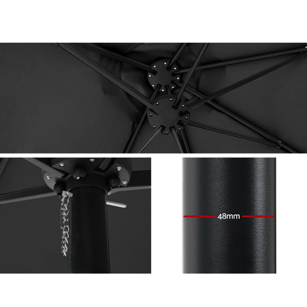 Outdoor Twin Beach Umbrella Base Sun Shade - 4.57m