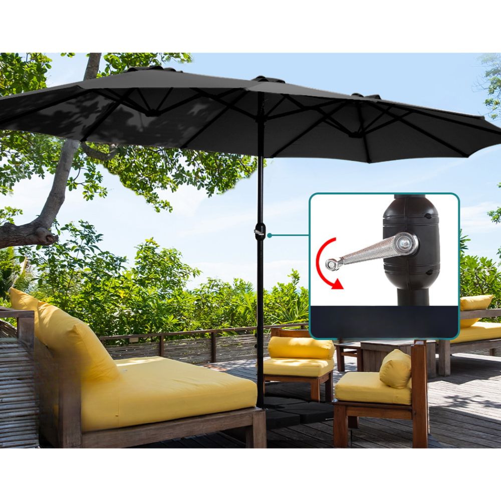 Outdoor Twin Beach Umbrella Base Sun Shade - 4.57m