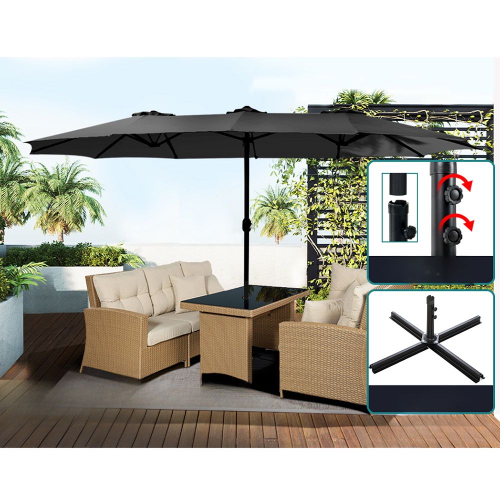 Outdoor Twin Beach Umbrella Base Sun Shade - 4.57m