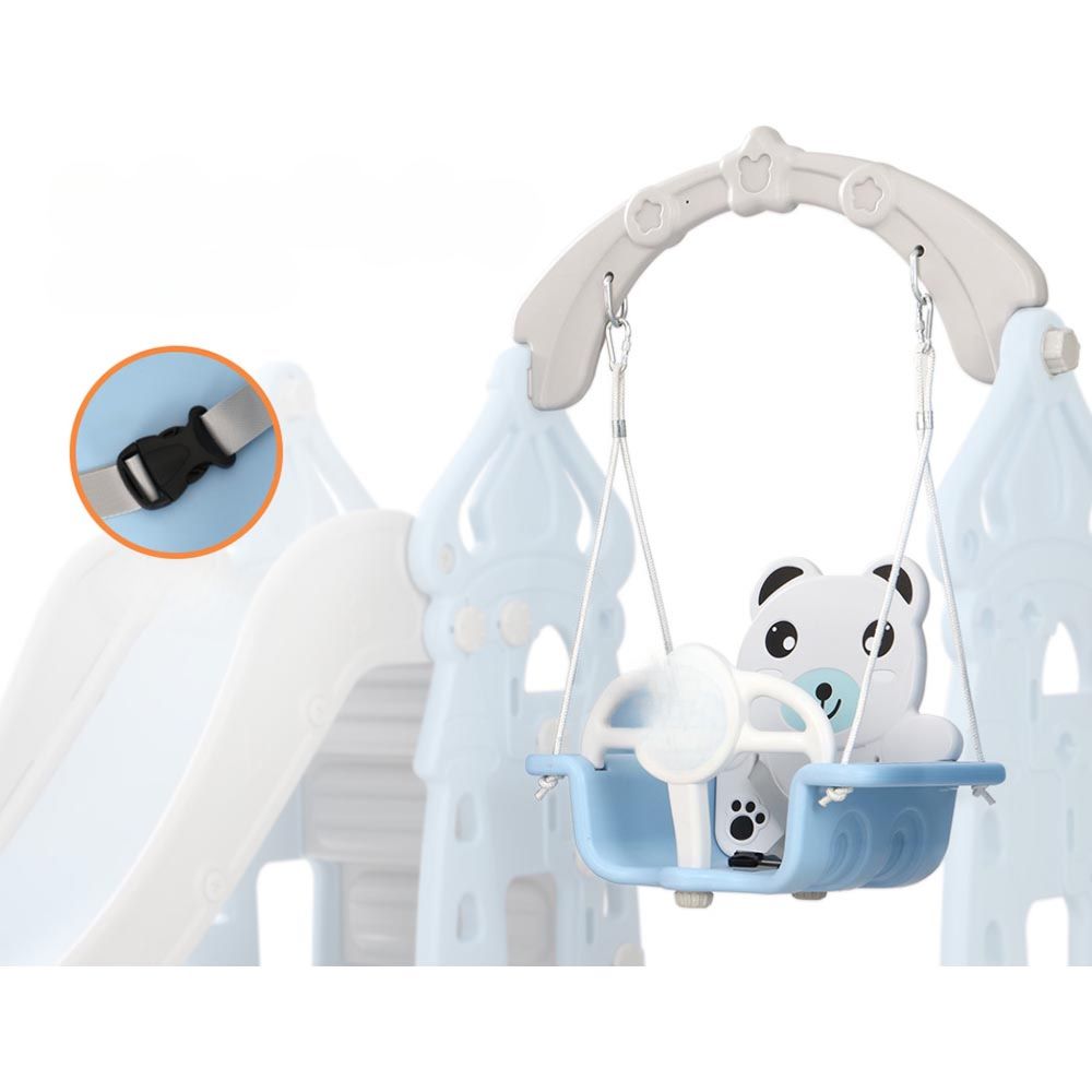 Kids Slide Swing Set Playground Basketball Hoop Outdoor Toys - Blue