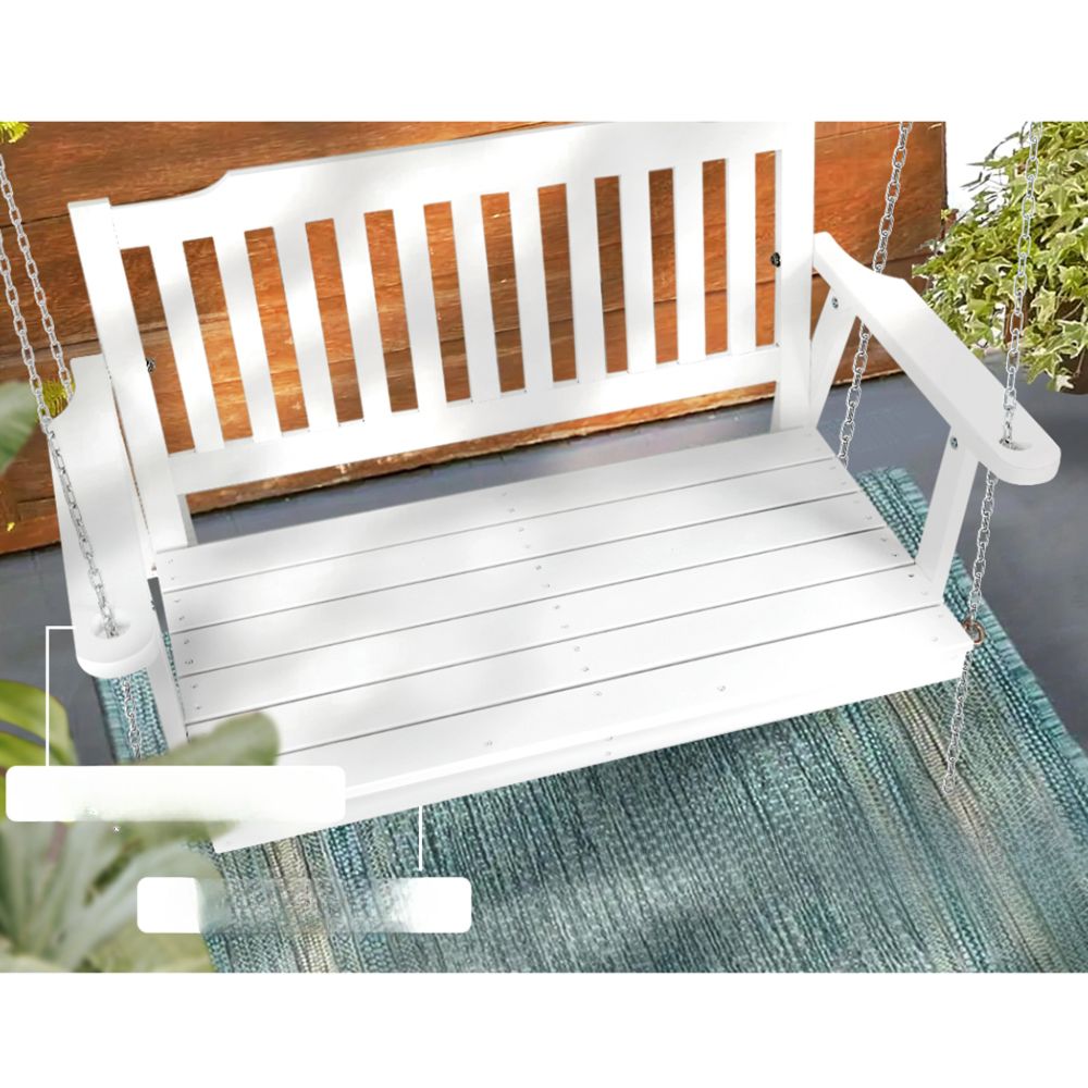 Wooden Garden Porch Swing Bench Outdoor Furniture - White
