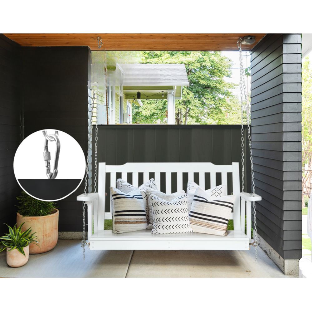 Wooden Garden Porch Swing Bench Outdoor Furniture - White