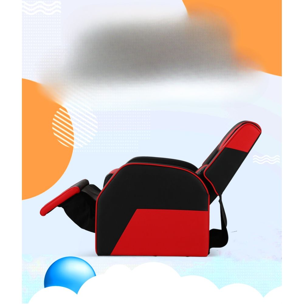 Kids Recliner Chair PU Leather Gaming Sofa Lounge Armchair - Black Red