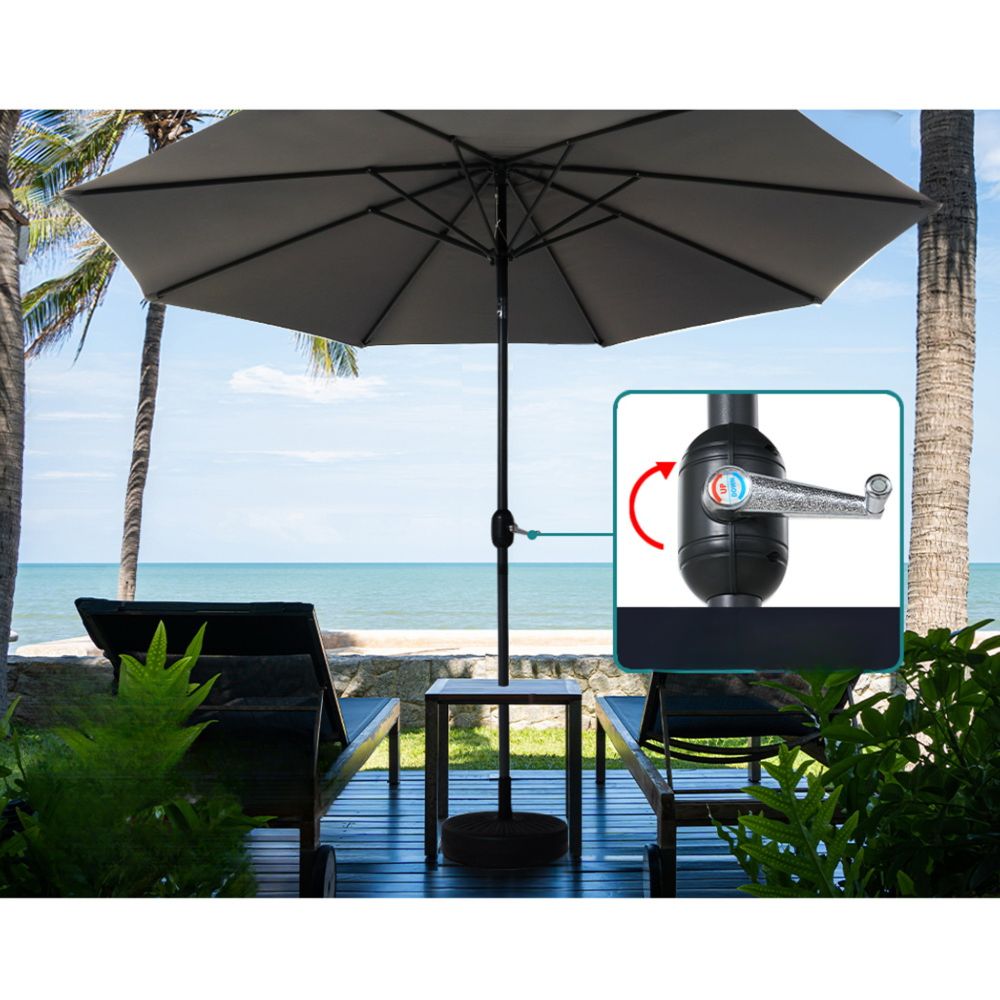 Outdoor Umbrella Garden Beach Tilt Sun Patio Deck UV Pole - 2.7m