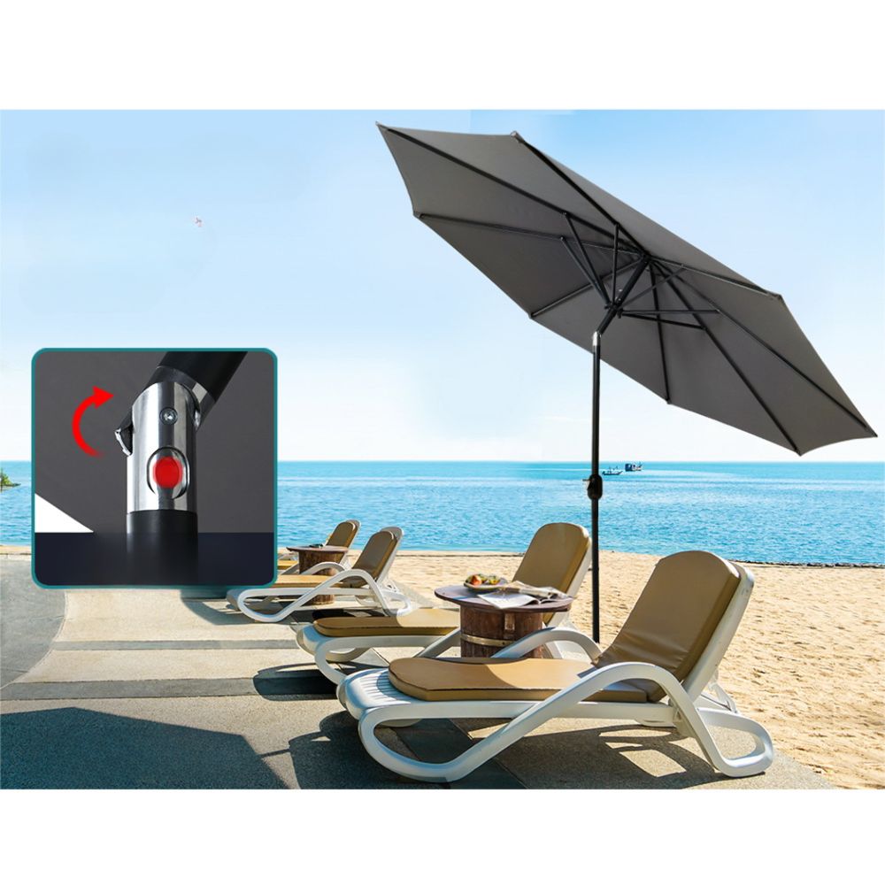Outdoor Umbrella Garden Beach Tilt Sun Patio Deck UV Pole - 2.7m