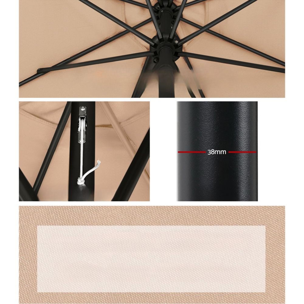 Outdoor Umbrella Garden Beach Tilt Sun Patio UV Pole - 2.7m