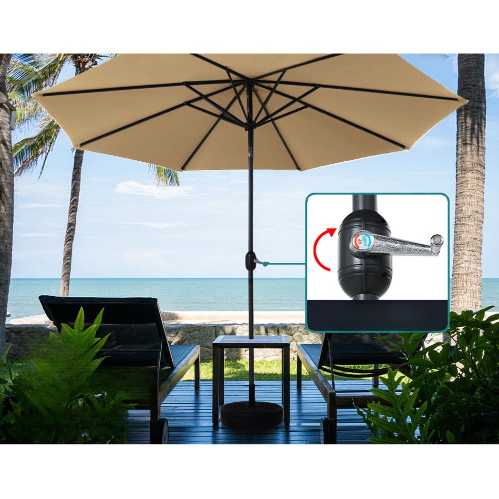 Outdoor Umbrella Garden Beach Tilt Sun Patio UV Pole - 2.7m