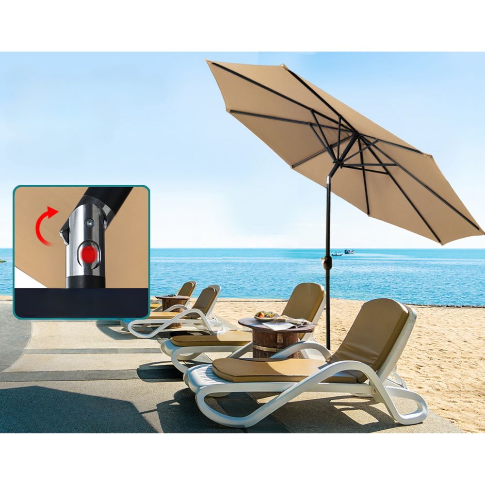 Outdoor Umbrella Garden Beach Tilt Sun Patio UV Pole - 2.7m