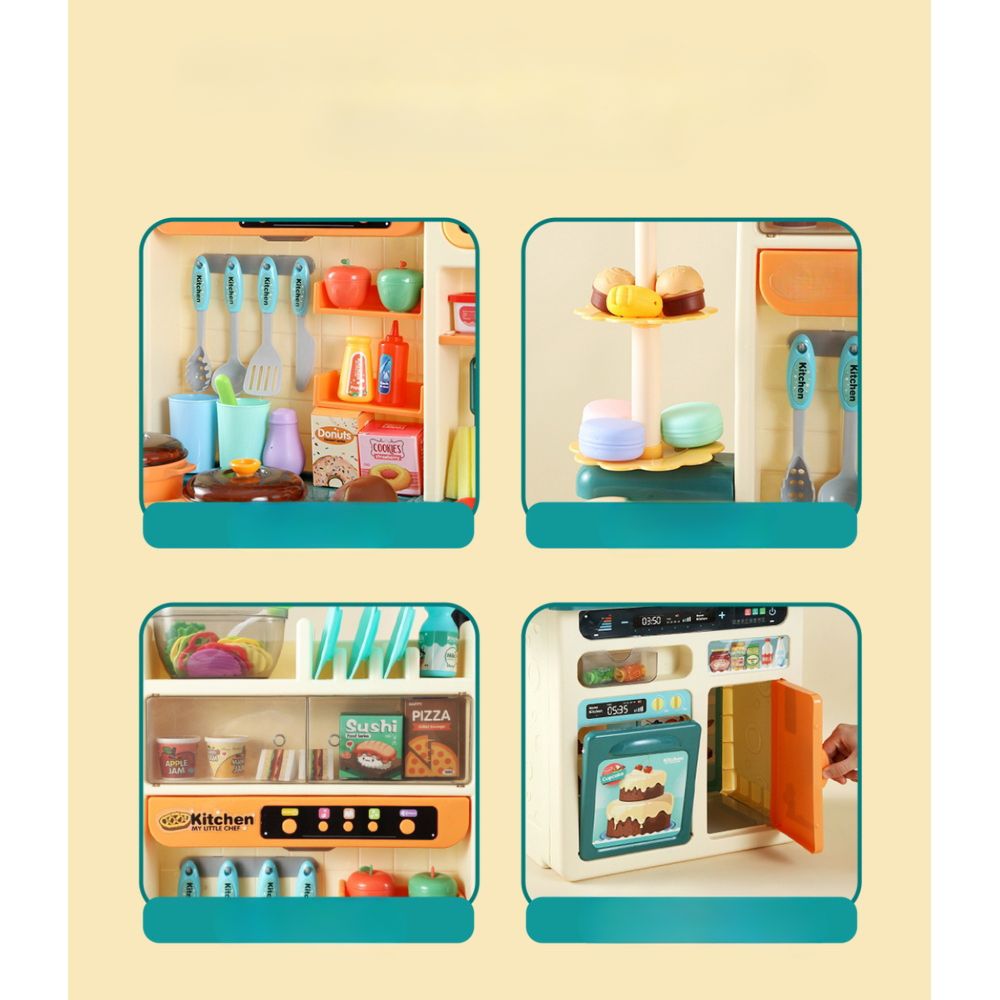 Kids Pretend Kitchen Playset Food Sink Cooking Utensils - 73pcs