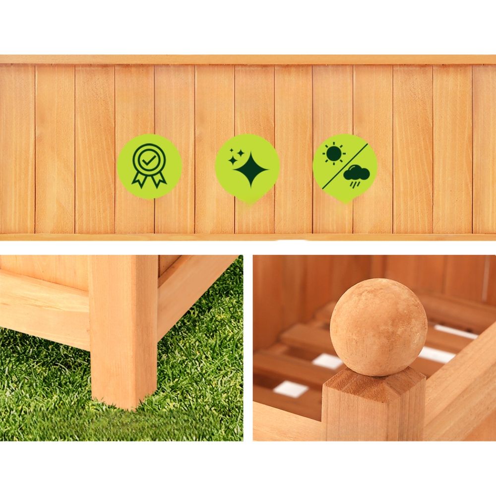 Garden Bed Raised Wooden Planter Box Vegetables 64x35x115cm