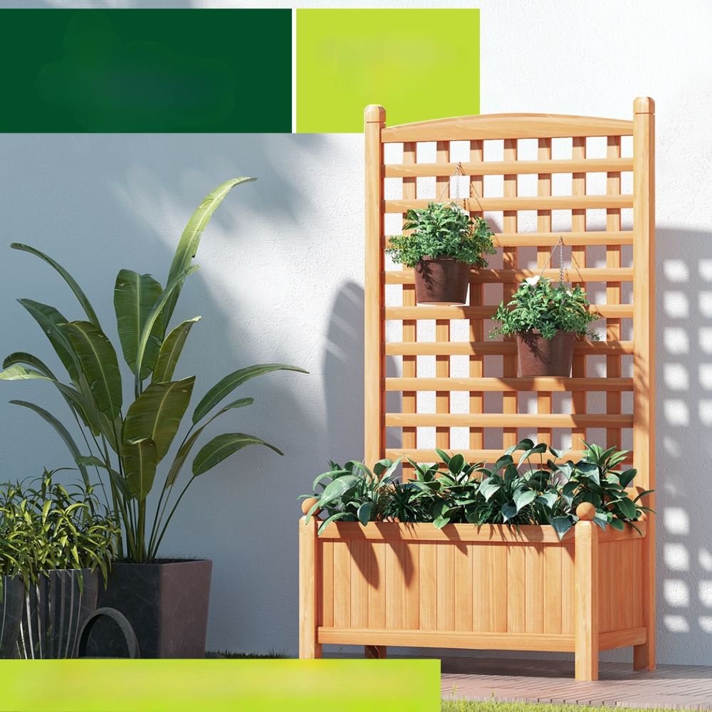 Garden Bed Raised Wooden Planter Box Vegetables 64x35x115cm
