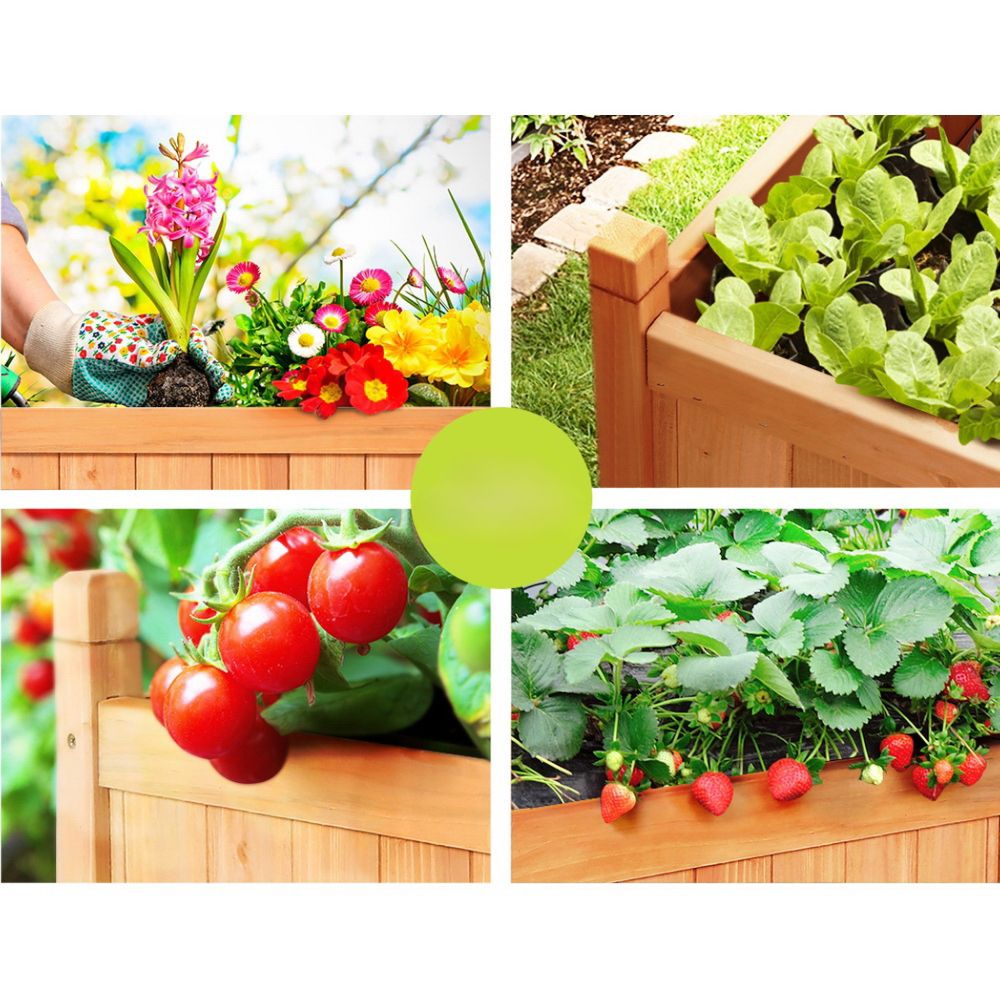 Garden Bed Raised Wooden Planter Outdoor Box Vegetables 90x30x33cm