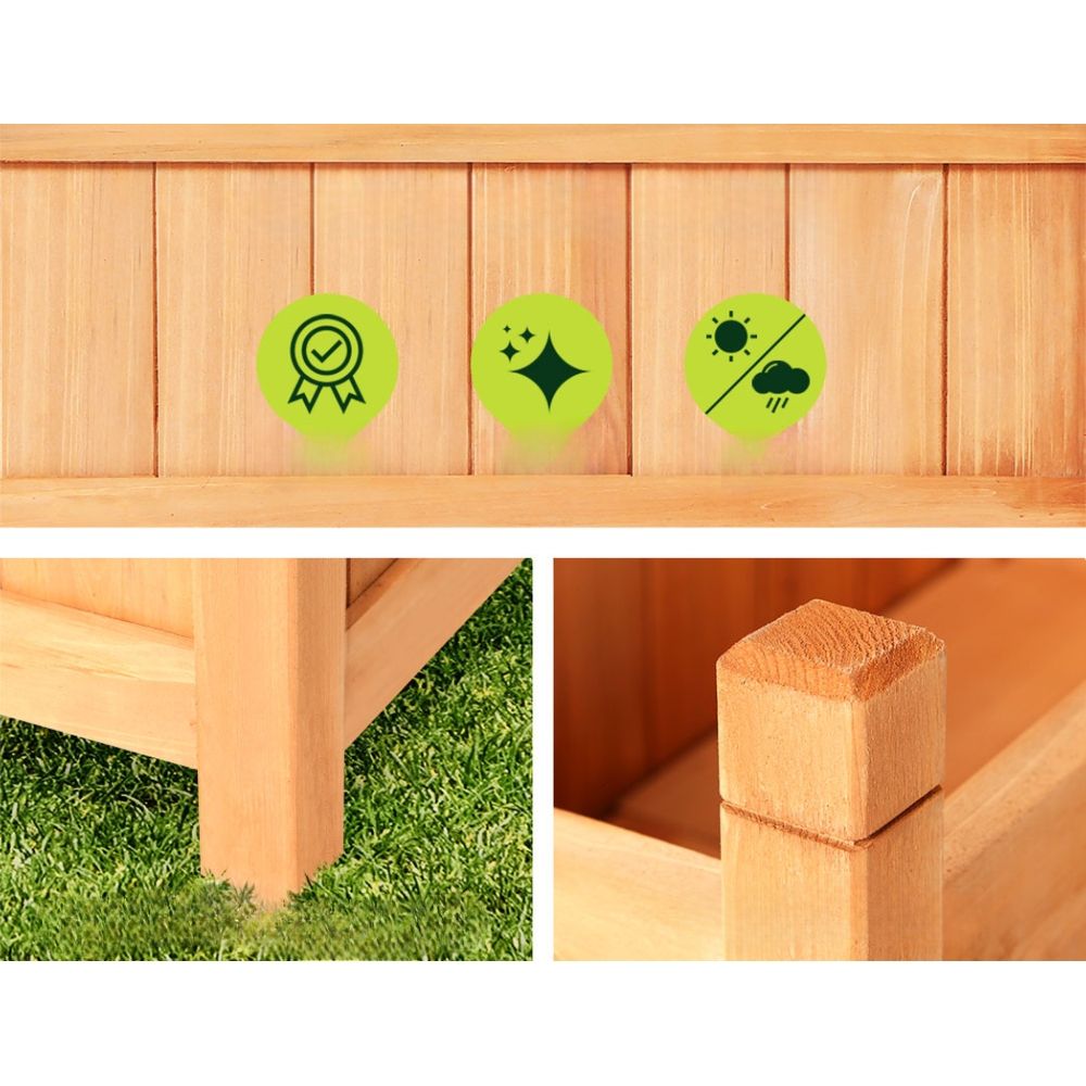 Garden Bed Raised Wooden Planter Box Vegetables 60x30x33cm