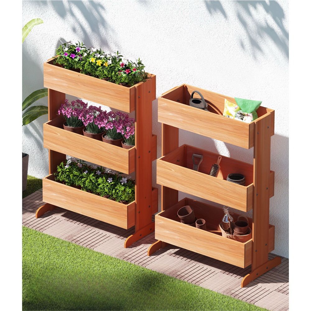 Garden Bed Raised Wooden Planter Box Vegetables 69x39x106cm