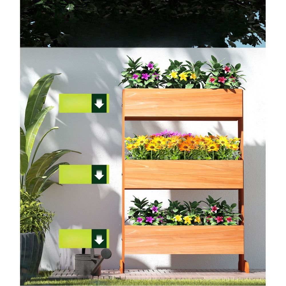 Garden Bed Raised Wooden Planter Box Vegetables 69x39x106cm