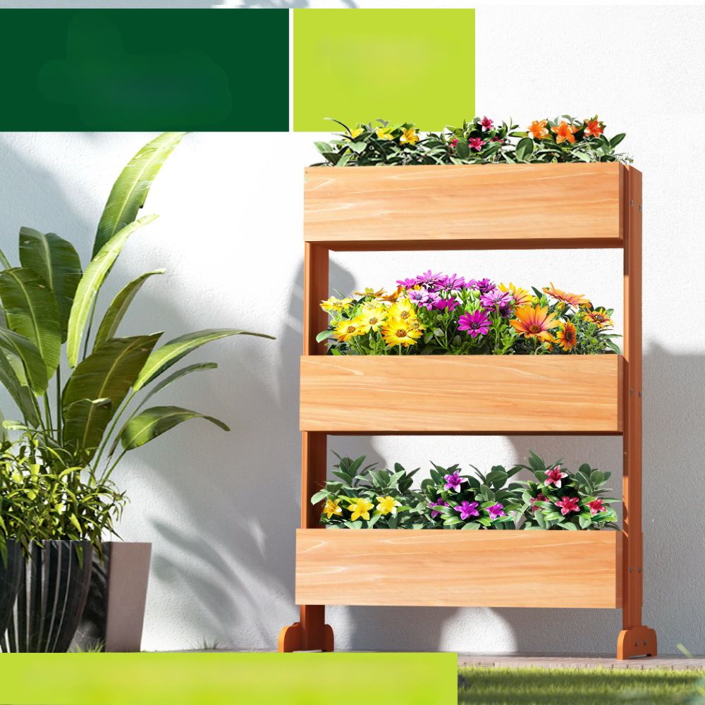 Garden Bed Raised Wooden Planter Box Vegetables 69x39x106cm