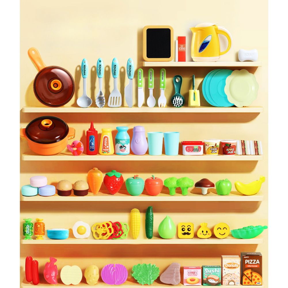 Kids Pretend Kitchen Playset Food Sink Cooking Utensils - 73pcs