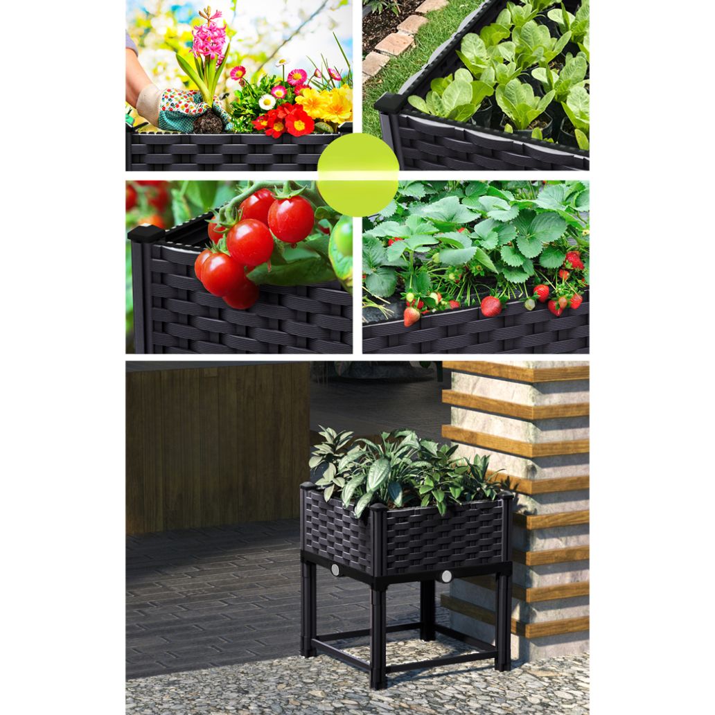Garden Bed PP Raised Planter Flower Vegetable Outdoor 40x40x23cm