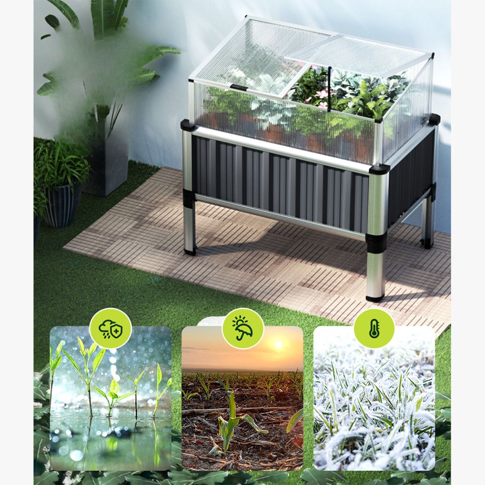 Garden Bed Galvanised Steel Raised Planter Vegetable 80x49x74cm