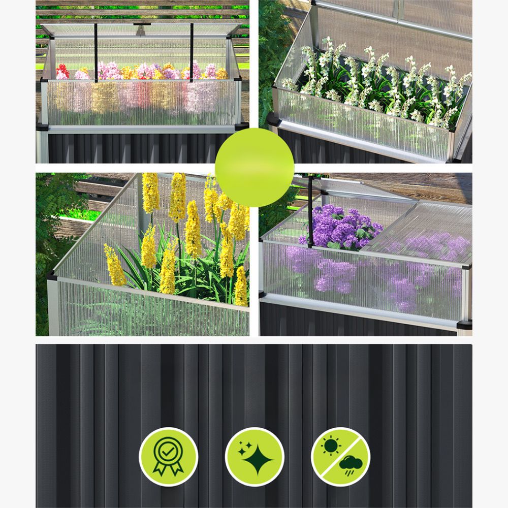 Garden Bed Galvanised Steel Raised Planter Vegetable 80x49x74cm