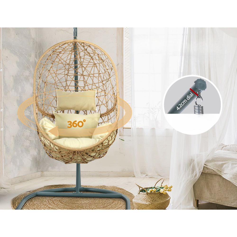 Swing Chair Egg Hammock Outdoor Furniture Wicker Seat - Yellow