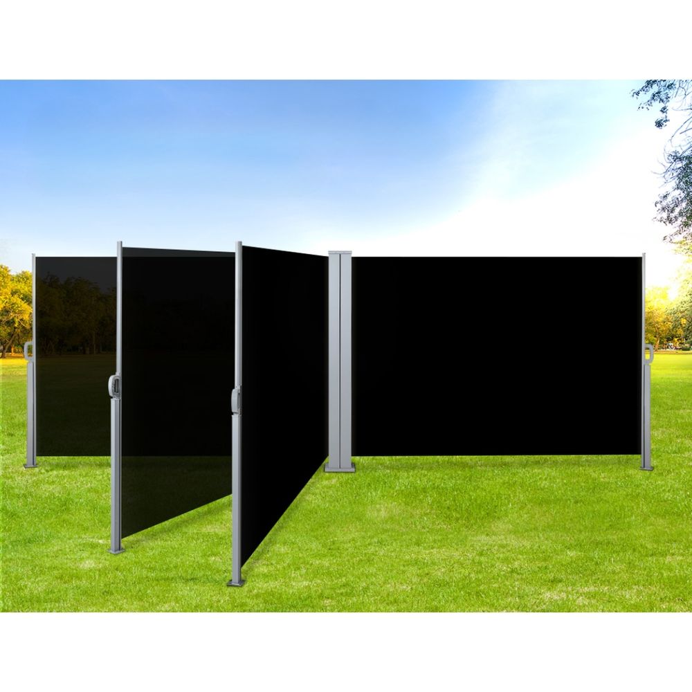 Side Awning Outdoor Blinds Retractable Sun Shade Black - 2x6m
