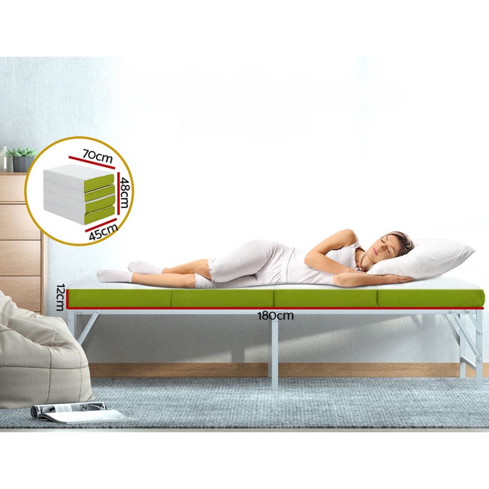 Bedding Camp Foldable Mattress Tri Fold Mat Single - Green