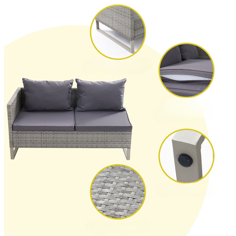 Outdoor Sofa Furniture Garden Couch Table Chair Lounge Set - Grey
