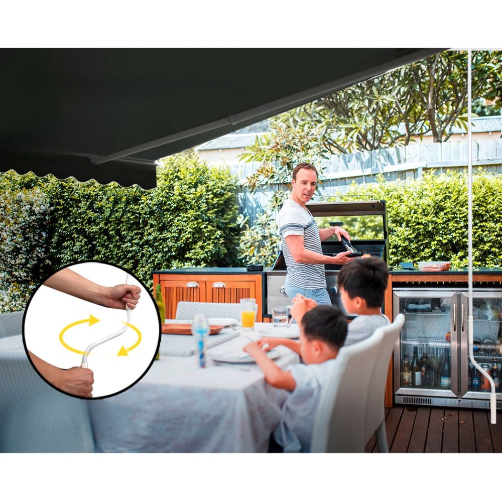 Side Awning Outdoor Blinds Retractable Sun Shade Grey - 5x3m