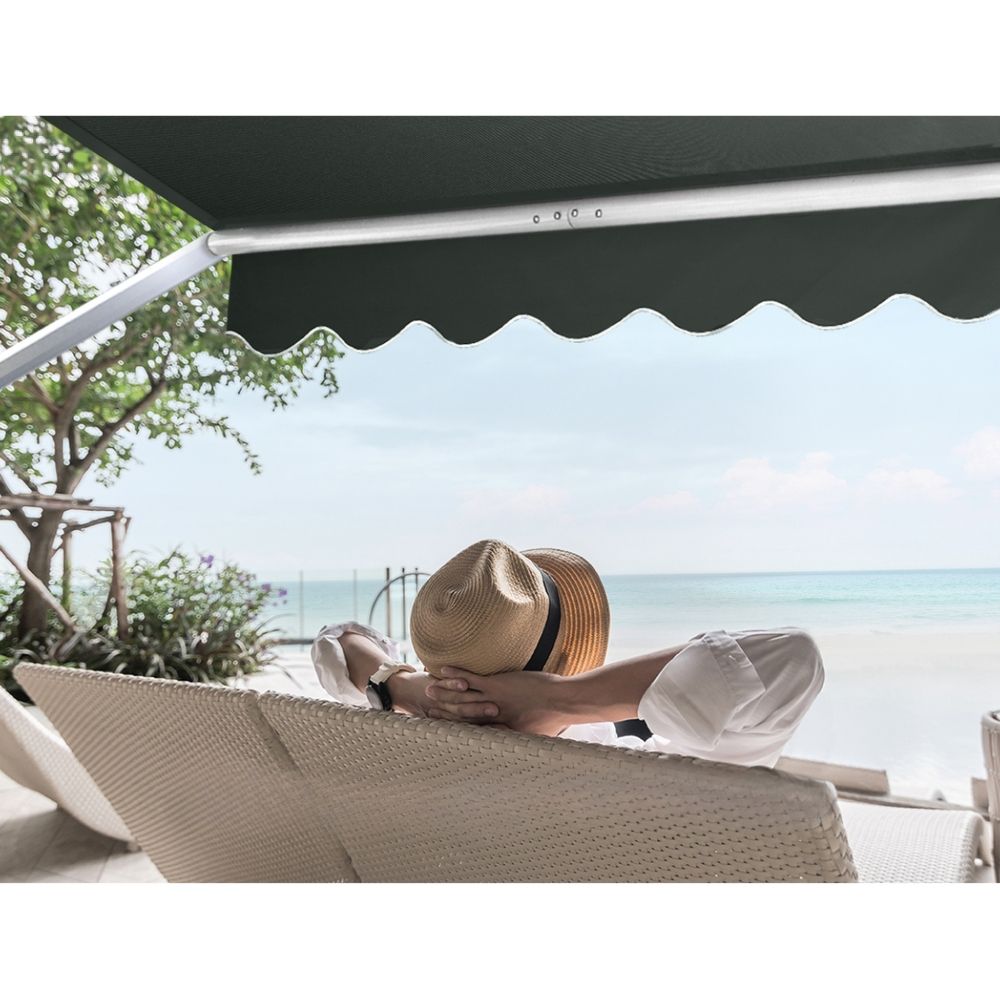 Outdoor Window Pivot Arm Retractable Canopy Blinds - 1.8x2.1m