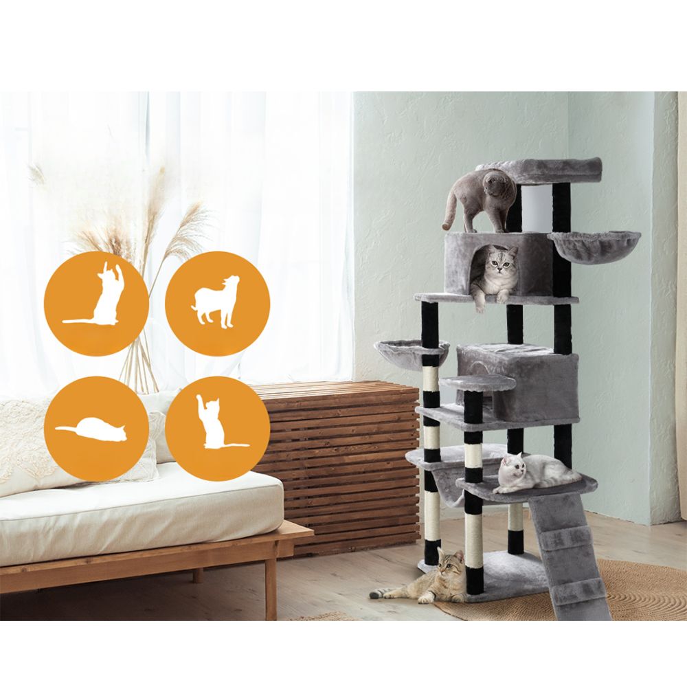 Cat Tree Tower Scratching Post Wood House Play Bed - 161cm