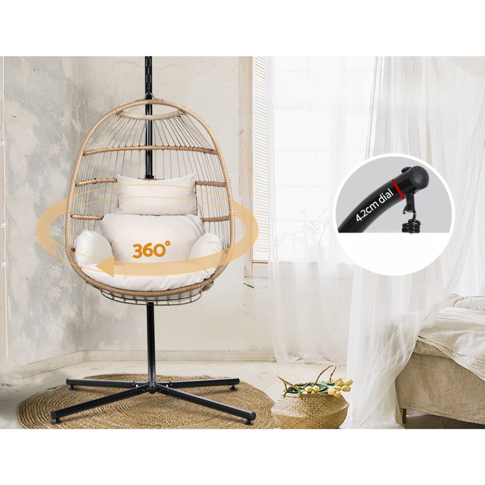 Egg Swing Chair Hammock Outdoor Furniture Hanging Wicker Seat - Black