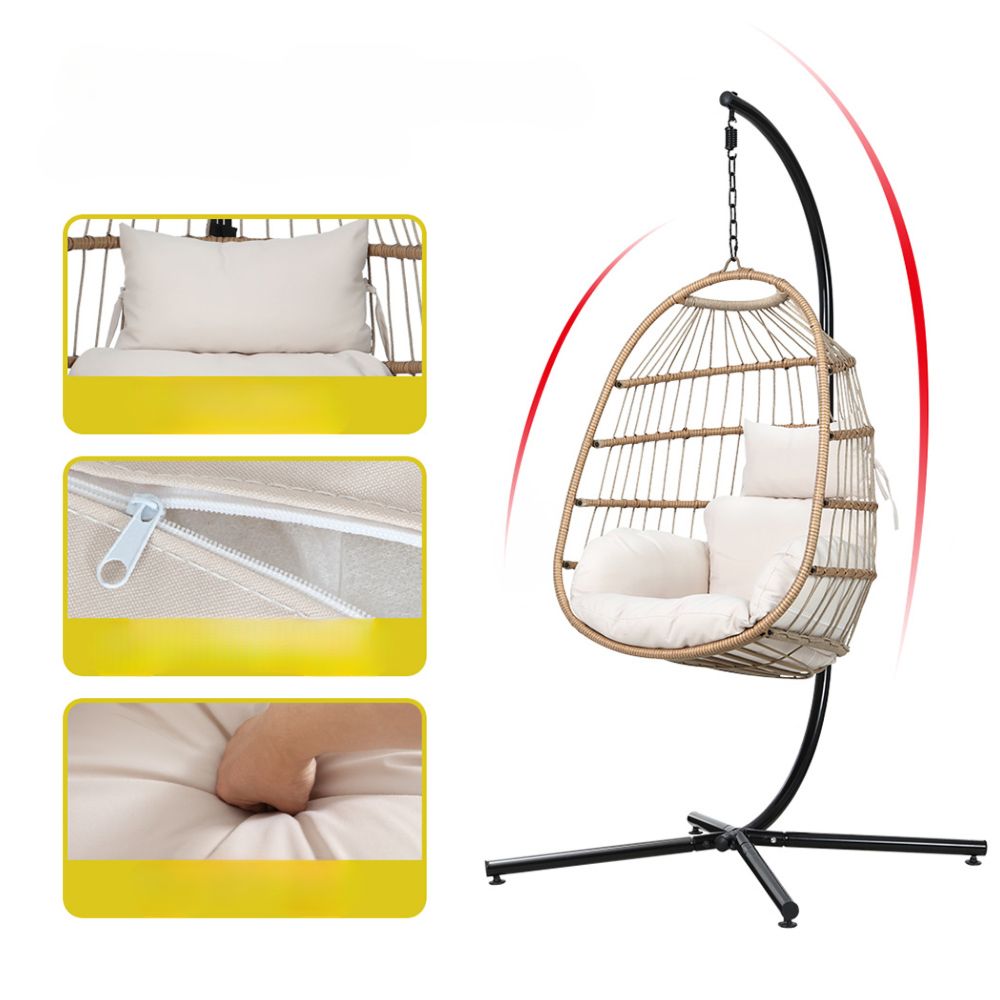 Egg Swing Chair Hammock Outdoor Furniture Hanging Wicker Seat - Black