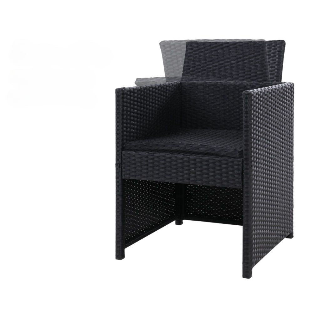 Outdoor Chairs Dining Patio Lounge Setting Wicker Garden - Black