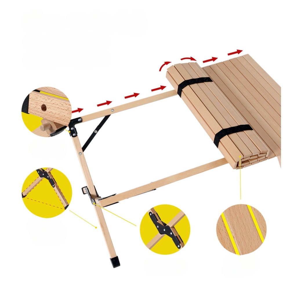 Outdoor Furniture Wooden Egg Roll Picnic Camping Table - 90cm