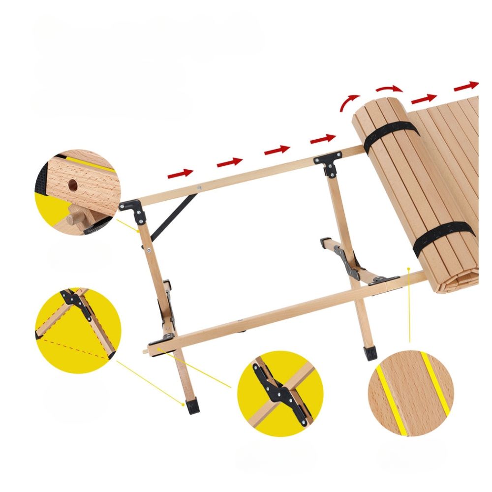 Outdoor Furniture Wooden Egg Roll Picnic Camping Table - 120cm