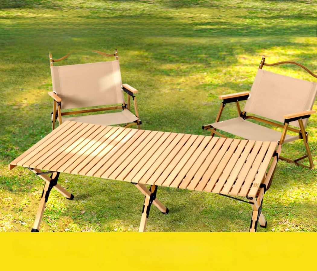 Outdoor Furniture Wooden Egg Roll Picnic Camping Table - 120cm